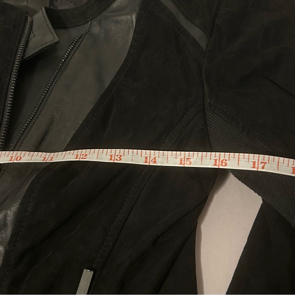 Halogen genuine leather suede black moto jacket size S biker classic minimalist - Picture 9 of 10